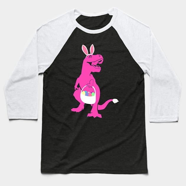 Funny Easter T-Rex Bunny Dinosaur with Eggs Baseball T-Shirt by ArtedPool